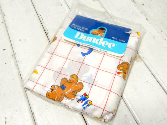 Dundee テディベア柄・デッドストック・ヴィンテージ・ベビーシーツ(ボックスタイプ) USA