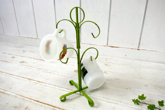 イエローグリーン アイアン 4客 70s ビンテージ マグツリー マグカップホルダー キッチン雑貨