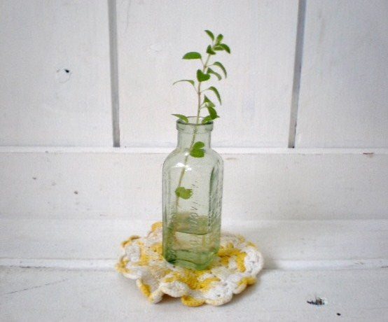 USA・ハンドメイド・手編みヴィンテージ・ポットホルダー(イエロー)