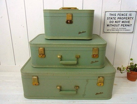 【Starline】ミントグリーン色・ヴィンテージ・スーツケース/トランク(M) USA