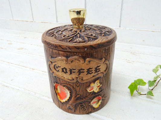 【トレジャークラフト】COFFEE・セラミック製・ヴィンテージ・コーヒーキャニスター/保存容器