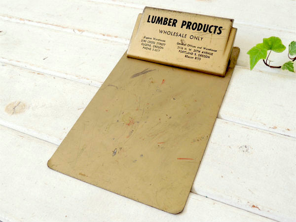 【LUMBER PRODUCTS】ゴールド色・メタル製・ヴィンテージ・クリップボード/バインダー