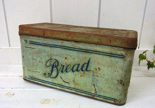 【Bread】若草色・ティン製・アンティーク・ブレッド缶/ティン缶 USA
