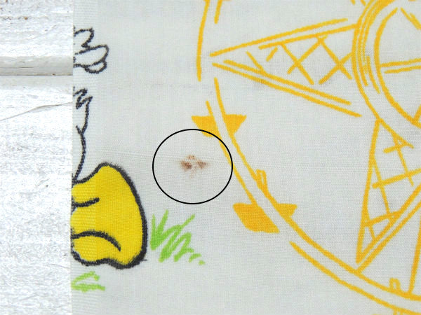 【ミッキー&フレンズ】OLDミッキー・お祭り柄・70'sヴィンテージ・ユーズドシーツ(フラット)