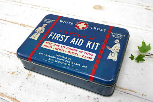 1940's WHITE CROSS ヴィンテージ 救急箱 薬箱 ファーストエイド ブリキ缶 USA