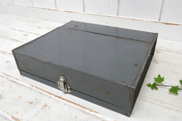 ASCO 1940s インダストリアル メタル・ビンテージ・書類 ケース ファイル ボックス USA