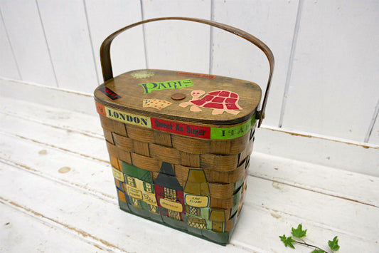 Caro Nan ヨーロッパ トラベルシリーズ 1973年 木製 ヴィンテージ カロナンバスケット