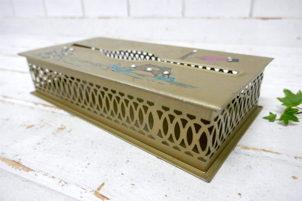プードル&エッフェル塔 メタル製 50's ヴィンテージ ティッシュケース ティッシュボックス