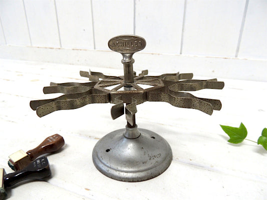 【ACHILLES】8個・アキレス社・スチール製・回転式・アンティーク・スタンプホルダー