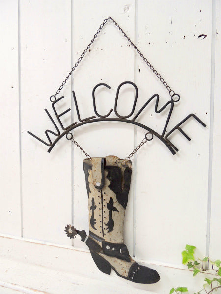 WELCOME ウエスタンブーツ・アイアン製・ヴィンテージ・ウエルカム サイン 看板 USA
