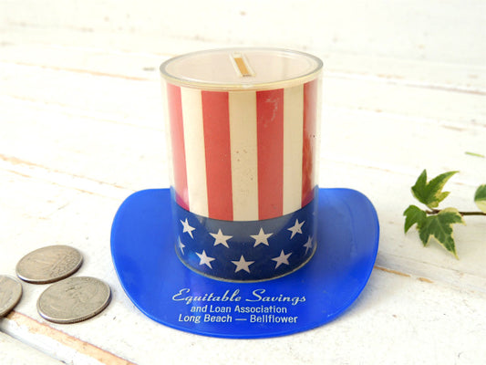 アメリカ合衆国・星条旗柄 1954年〜ハット形・アドバタイジング ヴィンテージ・コインバンク・貯金箱