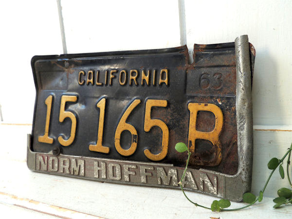 US カリフォルニア 1963年・15 165 B・ヴィンテージ・ナンバープレート・フレーム付き