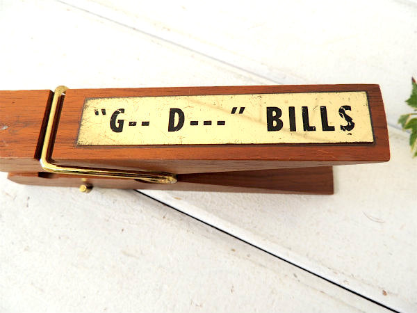 G-- D--- BILLS 木製 BIGサイズ ビンテージ・レタークリップ・ペーパー USA