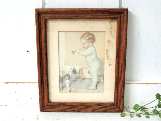 Bessie Pease Gutmann New York 1876-1960 ベッシー・ガットマン・額 赤ちゃん・絵柄・印刷物・プリント・アンティーク・木製 フレーム