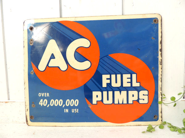 【1940s~AC/FUEL PUMPS】ヴィンテージ・スチール製・両面サイン・看板・USA