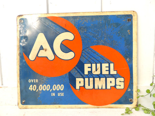 【1940s~AC/FUEL PUMPS】ヴィンテージ・スチール製・両面サイン・看板・USA