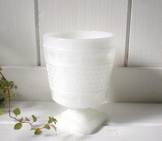 USA・ボブネイル・アンティーク・フラワーベース/フラワーポット/花瓶/ミルクガラス