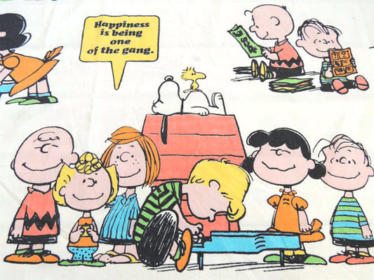 【スヌーピー】ピーナッツの仲間たち・コミック柄・70’s・ヴィンテージ・ユーズドシーツ(1/2)