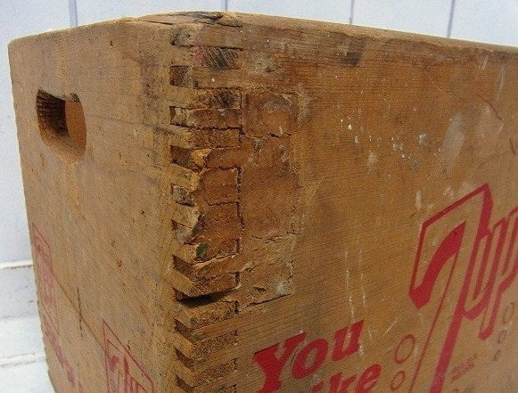 【7UP】セブンアップ・ヴィンテージ・ウッドボックス/木箱/あられ組み USA