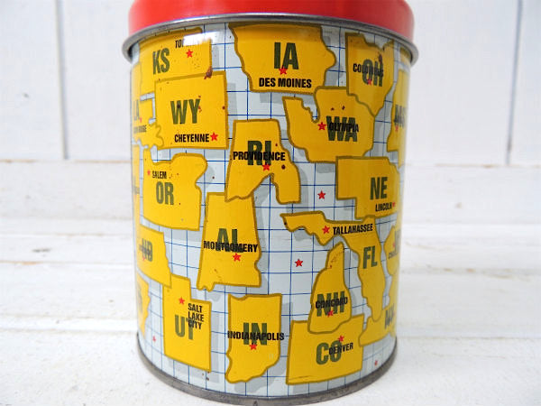 USA アメリカ合衆国 50州 マップ ティン製 ヴィンテージ コインバンク 貯金箱 地図