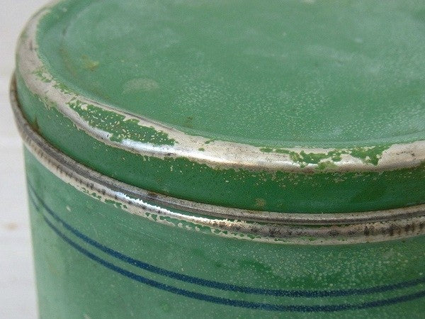 グリーンのティン製・入れ子式・アンティーク・キャニスター・4個セット/ティン缶 USA