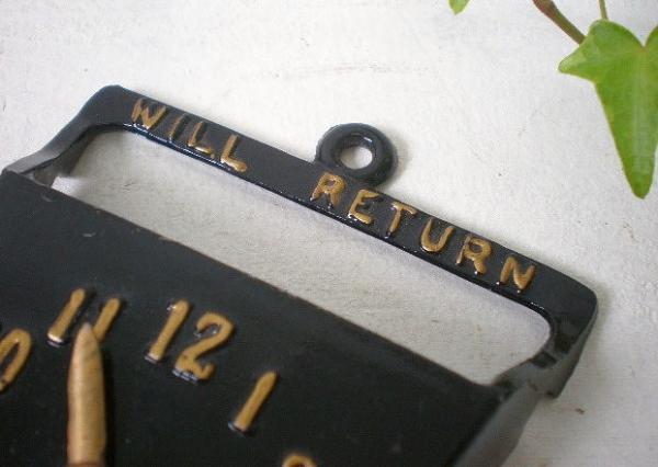 【WILL RETURN】アイアン製・小さな・アンティーク・クロックサイン・USA・看板