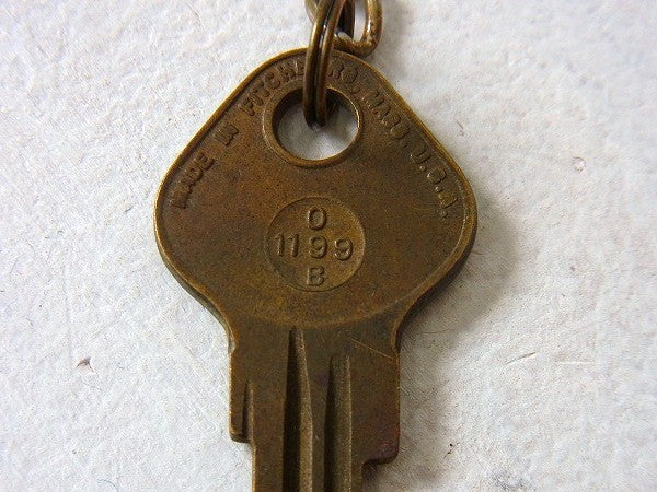 【アンカーマーク・ミリタリー】チェーン付き・ヴィンテージ・真鍮ナンバータグ&鍵・キーホルダー・マリン