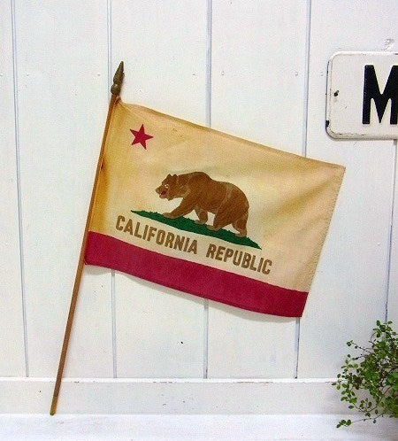 ヴィンテージ・カリフォルニア州国旗/グリズリー/フラッグ USA