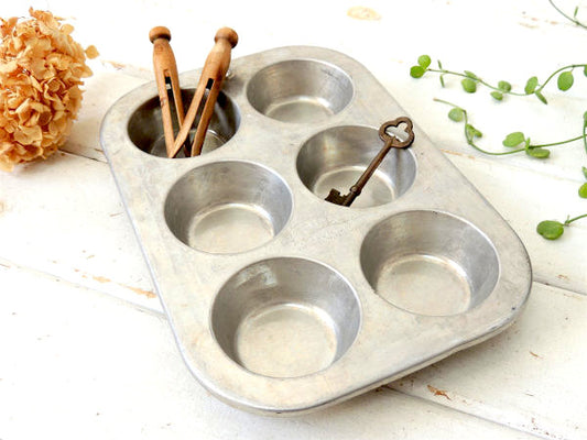 【COMET社・6穴】アルミ製・ヴィンテージ・マフィンモールド/菓子型USA