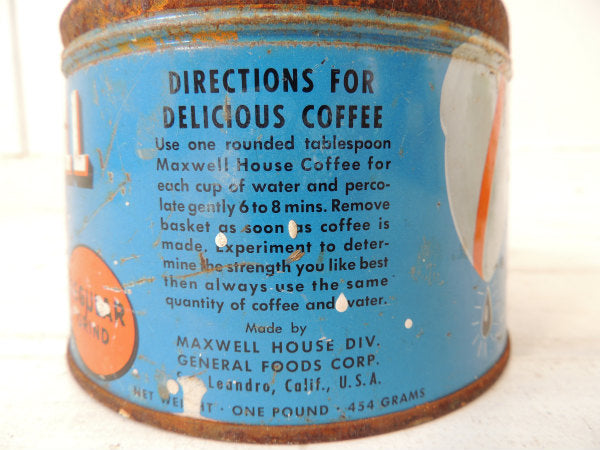 【MAXWELL HOUSE/REGULAR GRIND】ブリキ製・ヴィンテージ・コーヒー缶/Cal