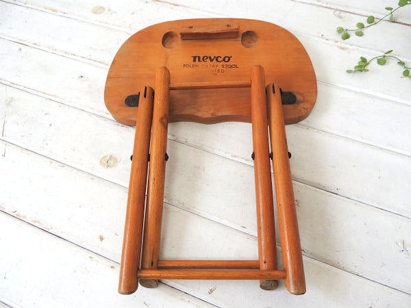 【Nevco】ユーゴスラビア製・ヴィンテージ・木製フォールディングスツール/折り畳みイス