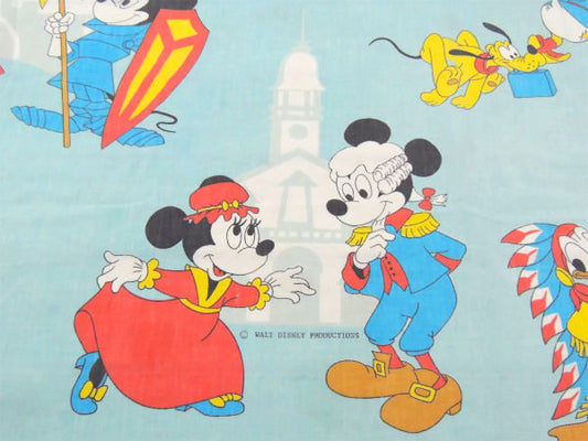 【ミッキー&フレンズ】OLDミッキー・ディズニー・ヴィンテージ・ユーズドシーツ(フラットタイプ)