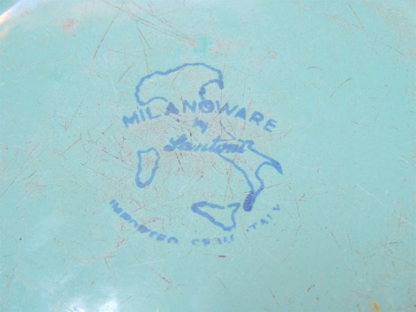 【MILANO WARE】イタリア製・ターコイズブルー色・ヴィンテージ・ホーロー鍋/両手鍋