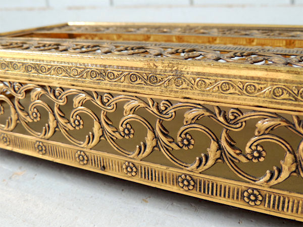 【Stylebuilt】花柄・ゴールド・猫足・ヴィンテージ・ティッシュケース ・ティッシュカバー