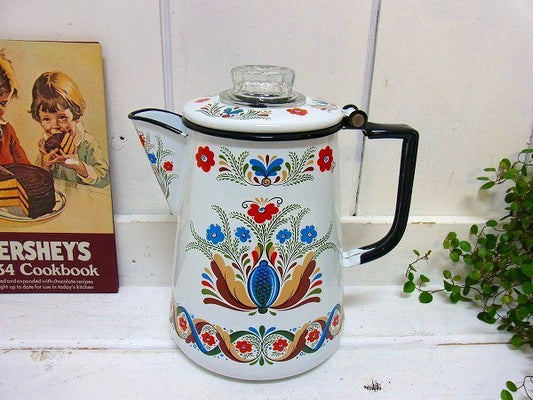【BERGGREN】スウェーデン・花柄アンティーク・パーコレーター/コーヒーポット