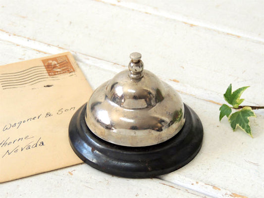USA シルバー×ブラックトーン メタル製 ヴィンテージ 呼び鈴 コールベル 卓上ベル 店内装飾