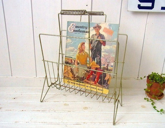 メタル製・ヴィンテージ・マガジンラック/マガジンスタンド/ミッドセンチュリー USA