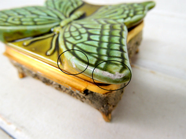 バタフライ型・脚付きの小さなヴィンテージ・ジュエリーボックス/宝石箱/アクセサリーケース