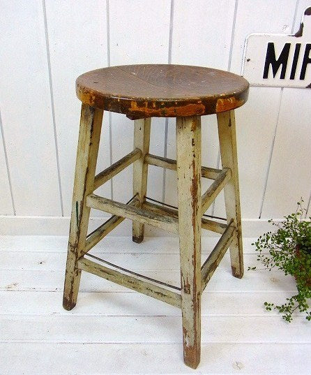 アンティーク・木製スツール/カウンターチェア/丸イス USA