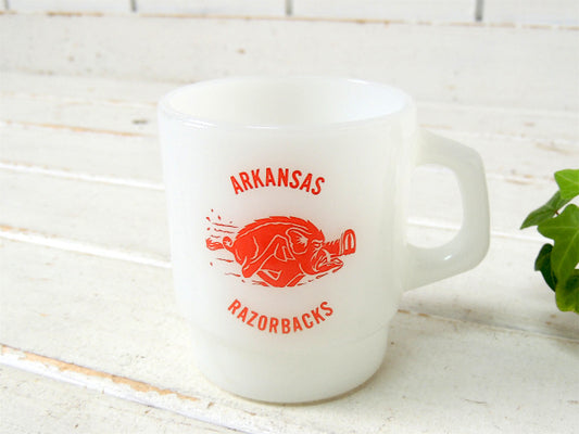 【Fire King】アーカンソーレイザーバックス・ファイヤーキング・マグカップ/スタッキングマグ