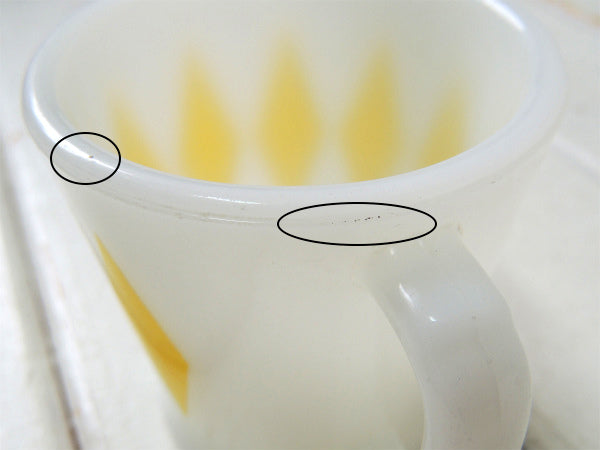 【Fire King】ファイヤーキング・イエロー・ダイヤ・Dハンドル・マグカップ/50's