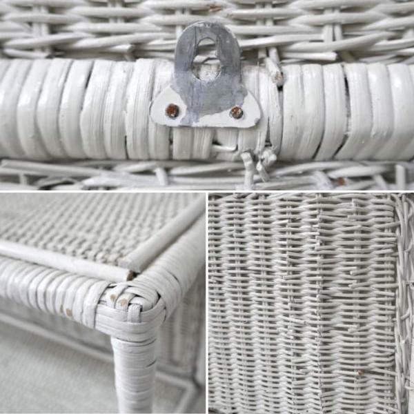 ウィッカーシェルフ タオルハンガー シャビー ホワイト ヴィンテージ 飾り棚 ウォール シェルフ USA