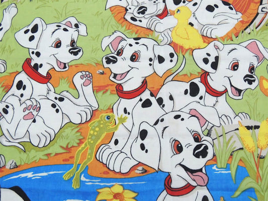 【101匹わんちゃん】ディズニー・池遊び柄・ヴィンテージ・ユーズドシーツ(ボックスタイプ) USA