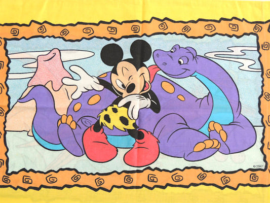 【ミッキーマウス&ミニーマウス】ディズニー・カラフル恐竜柄・ヴィンテージ・ピローケース・枕カバー