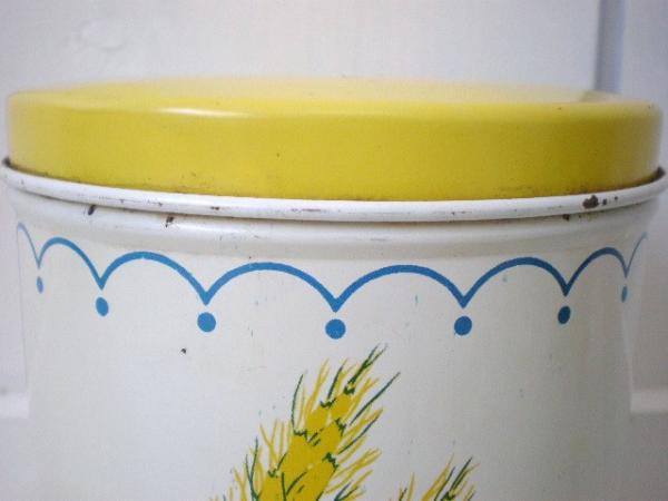 USA 小麦&花柄・ヴィンテージ・ブリキ製キャニスター1