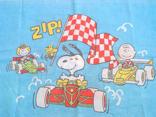 【スヌーピー】ピーナッツの仲間たち・レーシング柄・60'sヴィンテージ・ピローケース・枕カバー