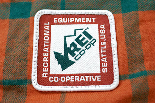 REI COOP オレンジ チェック柄 フランネル×フリース ブランケット アウトドア キャンプ
