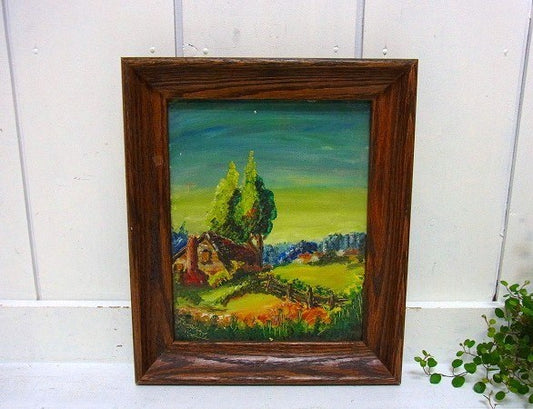 油絵入り・アンティーク・木製フレーム/額縁 USA