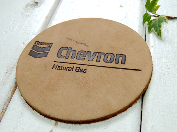 USA Chevron シェブロン・アドバタイジング・レザー・革製・ヴィンテージ・コースター