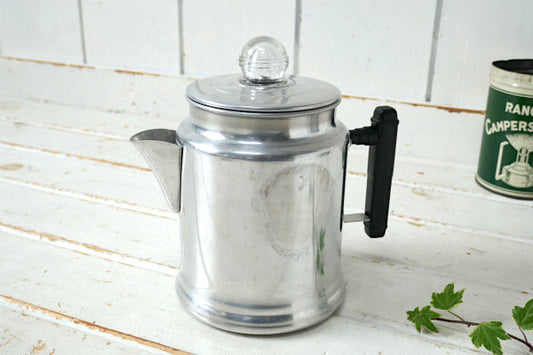 USA 美品 アルミ製 6カップ ヴィンテージ パーコレーター コーヒーポット キャンプ アウトドア